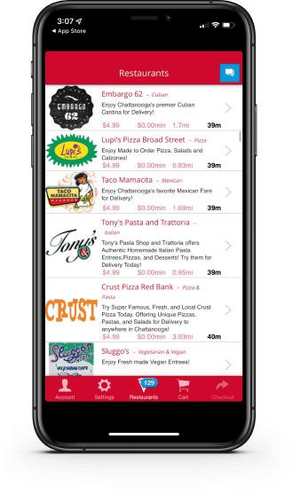 Screenshot of the Dinner Delivered app